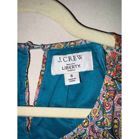 J. Crew Liberty Giorgia Duke Print Side Cut Out Organic Cotton Dress, Size 6 - Picture 5 of 6